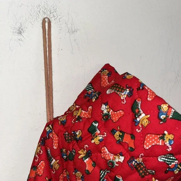 Chosun Christmas Stocking 3D Plush Stuffed Animal Dog Holly Bow Grey & White Dog - Picture 8 of 10